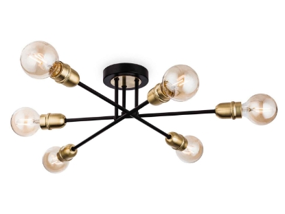 6 light ceiling fitting in black and brushed brass